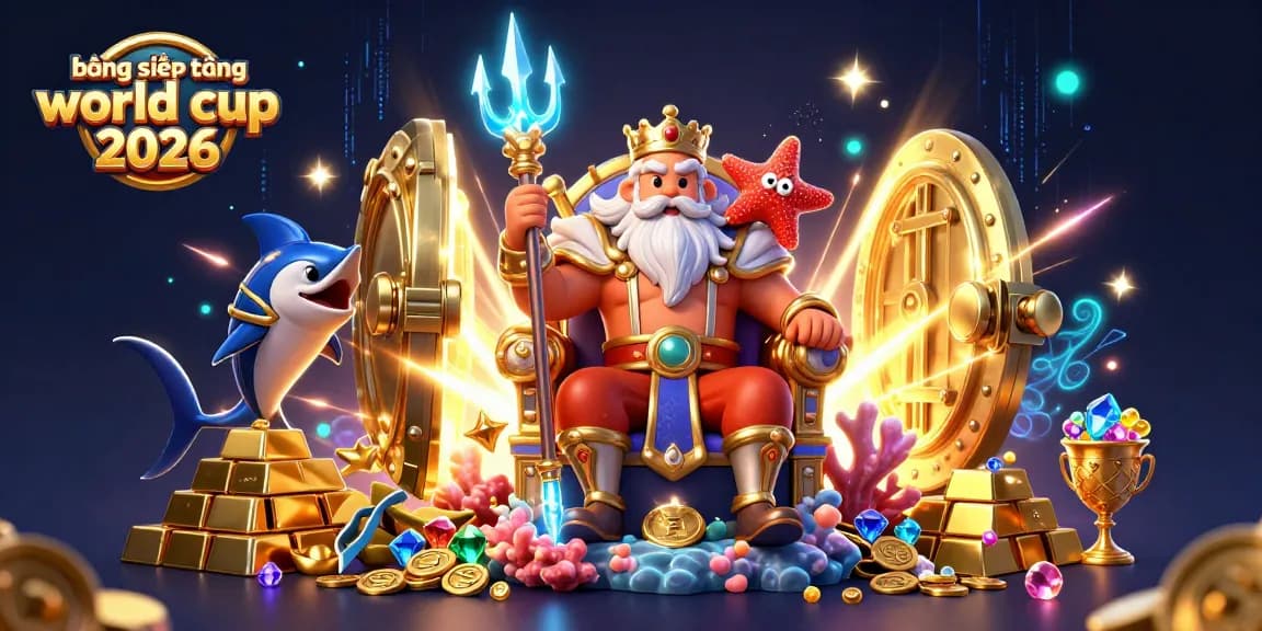 Bet on the bảng xếp hạng world cup 2026 with Neptune and treasures sparkling in a vibrant scene.