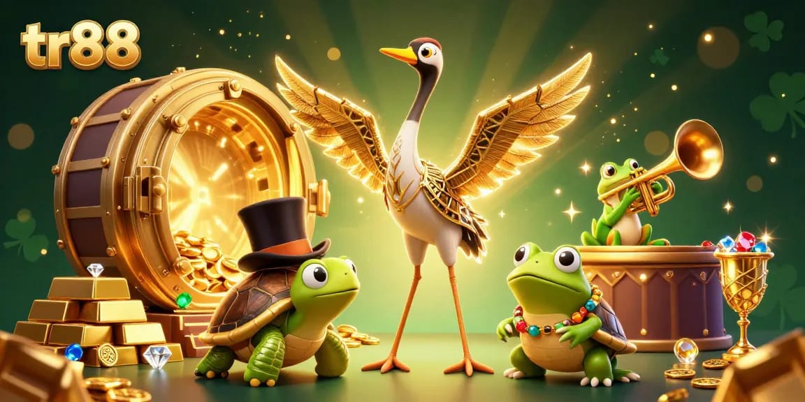 Experience winning excitement at tr88 with vibrant casino characters and treasures lighting up the scene.