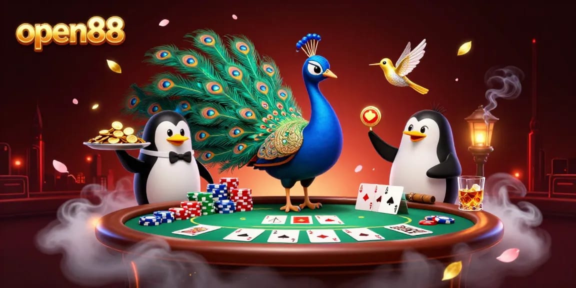 Experience the excitement of open88 with vibrant 3D characters and dynamic casino elements in a lively scene.