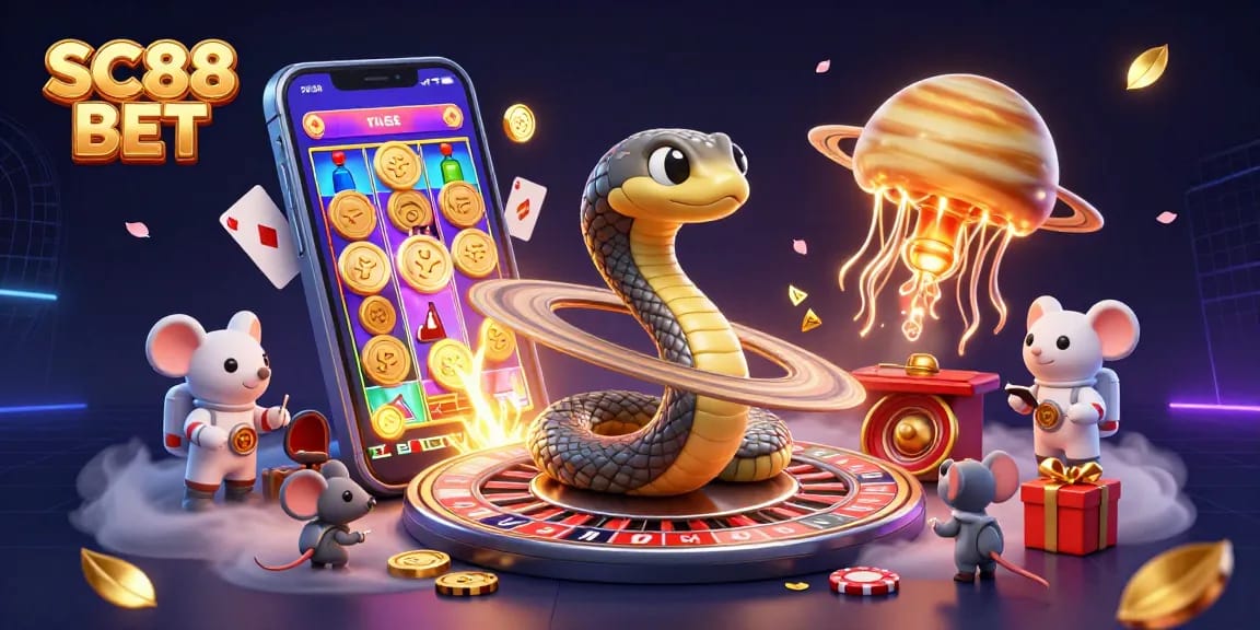 Experience SC88 BET with a vibrant casino scene featuring enchanting characters and rich gaming elements.