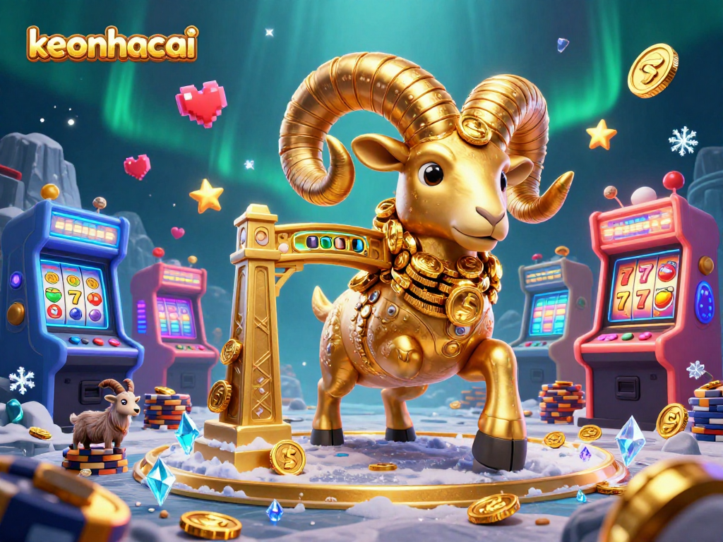 Engage in vibrant casino adventures with keonhacai's lively golden ram and slot reels.
