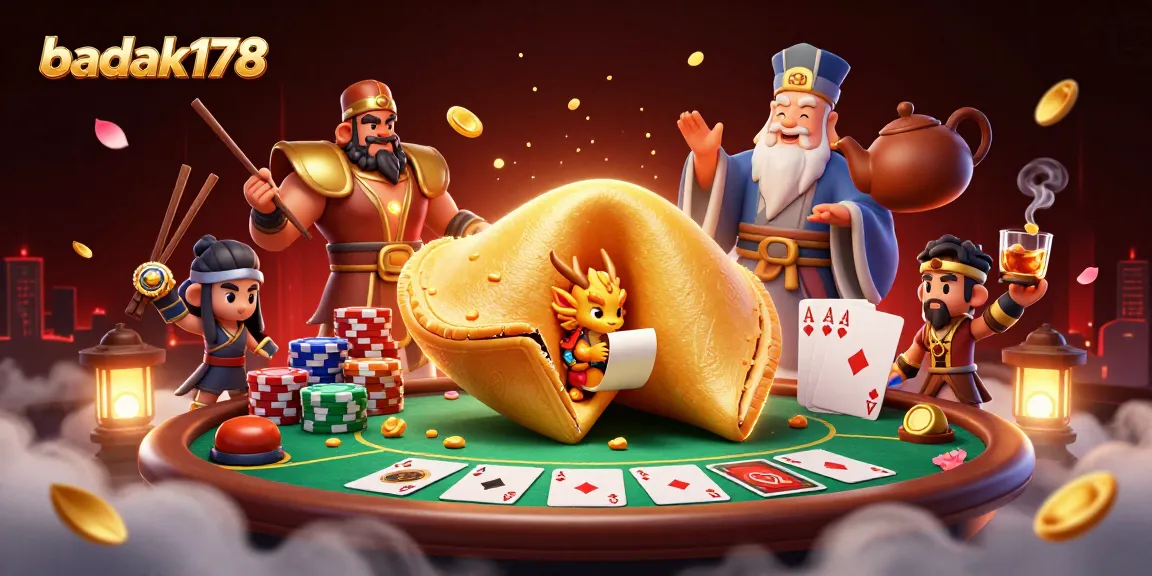 Experience winning moments with badak178, surrounded by colorful poker chips and a cheerful dragon.