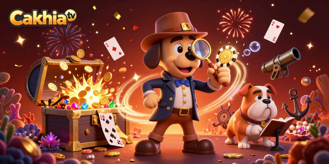 Experience thrilling gameplay with Cakhia tv while the detective examines a golden poker chip clue.