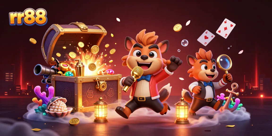 Join the excitement at rr88 casino where hyenas serve laughs and cocktails amidst treasures in a vibrant 3D scene.