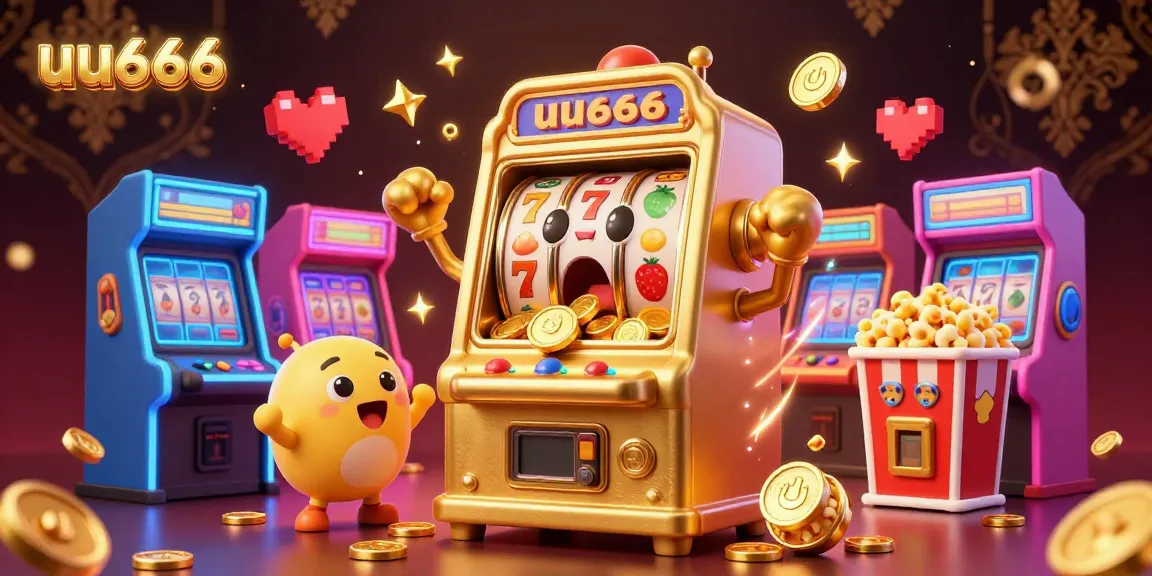 Experience the excitement of uu666 as golden slot machines celebrate jackpots amidst vibrant gaming elements.