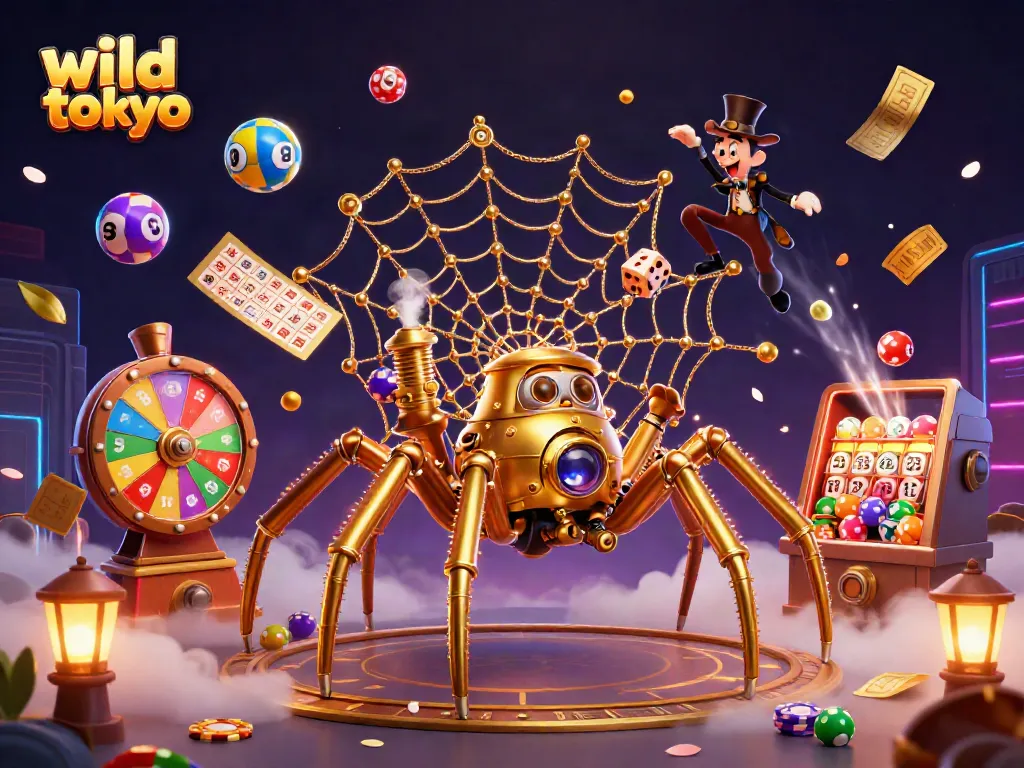 Spin the reels at wild tokyo, featuring vibrant gaming elements and a dynamic steampunk scene.