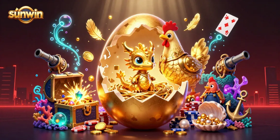 Experience thrilling gameplay at sunwin with a golden dragon amidst poker chips and vibrant casino elements.