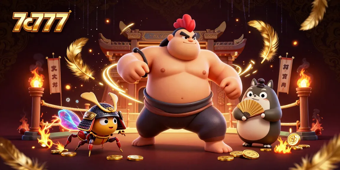Engage in 7c777 action with a dynamic casino illustration of unique characters competing.