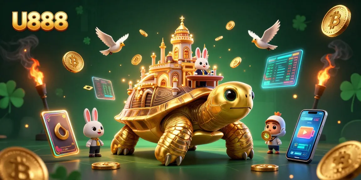 Experience thrilling gaming adventures at U888 with an engaging casino scene and vibrant digital elements.