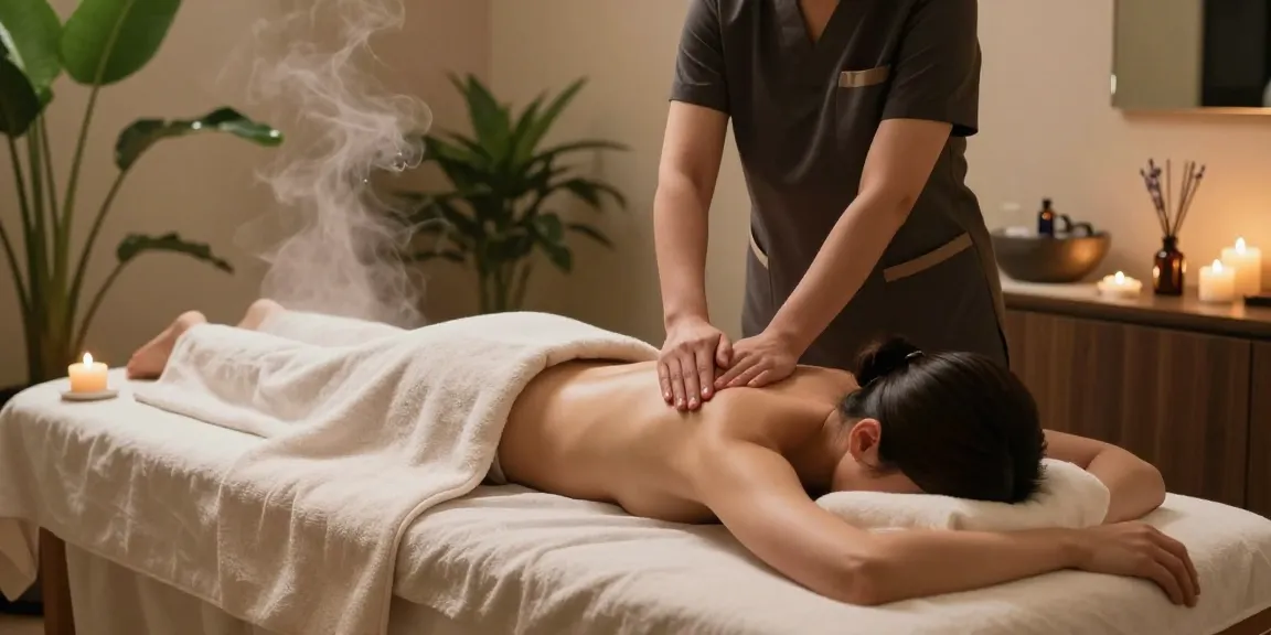 Relaxing 성남출장마사지 in a serene spa environment with calming elements.