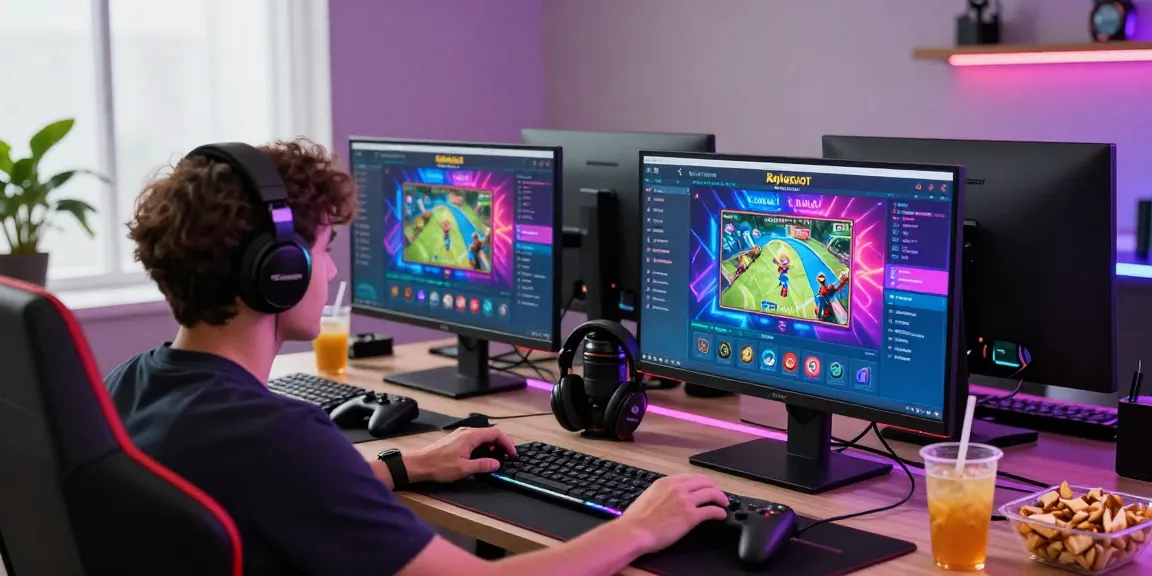 Pengalaman bermain rajaslot di ruang gaming modern dengan layar canggih dan aksesori menarik.