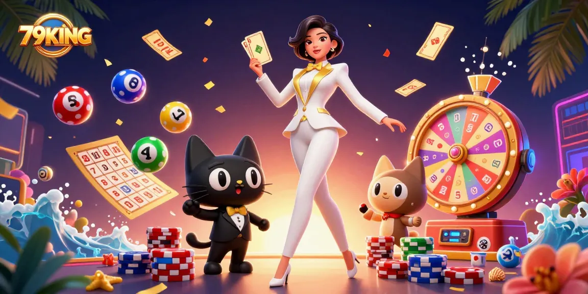 Engage in winning strategies with 79KING's exhilarating gaming scene featuring popping lottery balls.