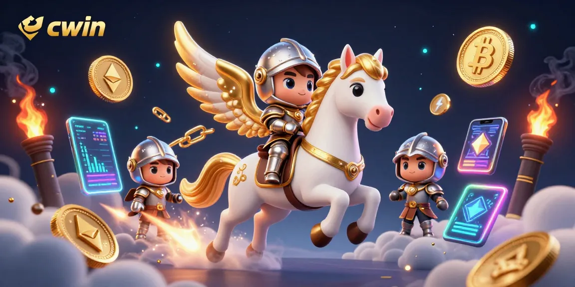 Experience the exhilarating thrill of cwin in this dynamic casino scene with vibrant characters and crypto elements.
