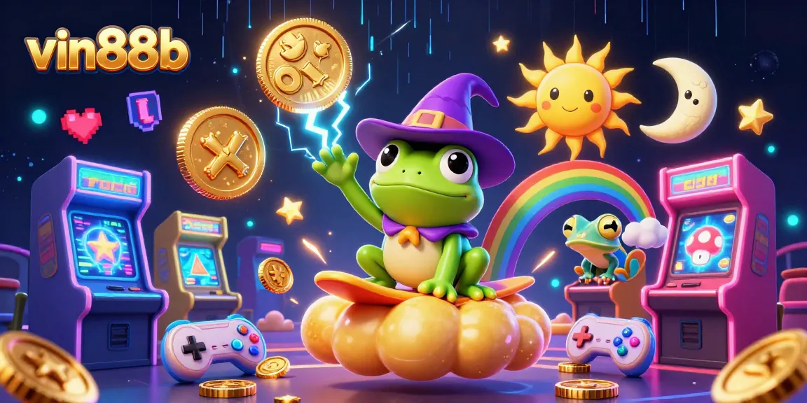 Experience vin88b through a vivid 3D illustration of a stormy casino adventure filled with golden coins.