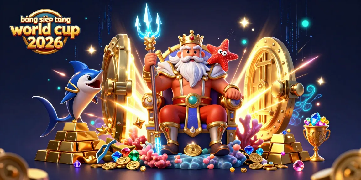 Bet on the bảng xếp hạng world cup 2026 with Neptune and treasures sparkling in a vibrant scene.