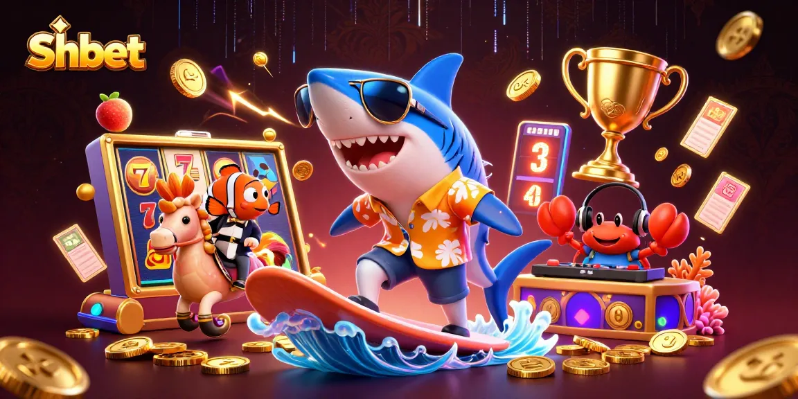 Experience thrilling slot action with Shbet’s vibrant characters in a playful casino scene.